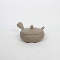 Japanese Tokoname Ceramic Kyusu Flat Tea Pot, Beige