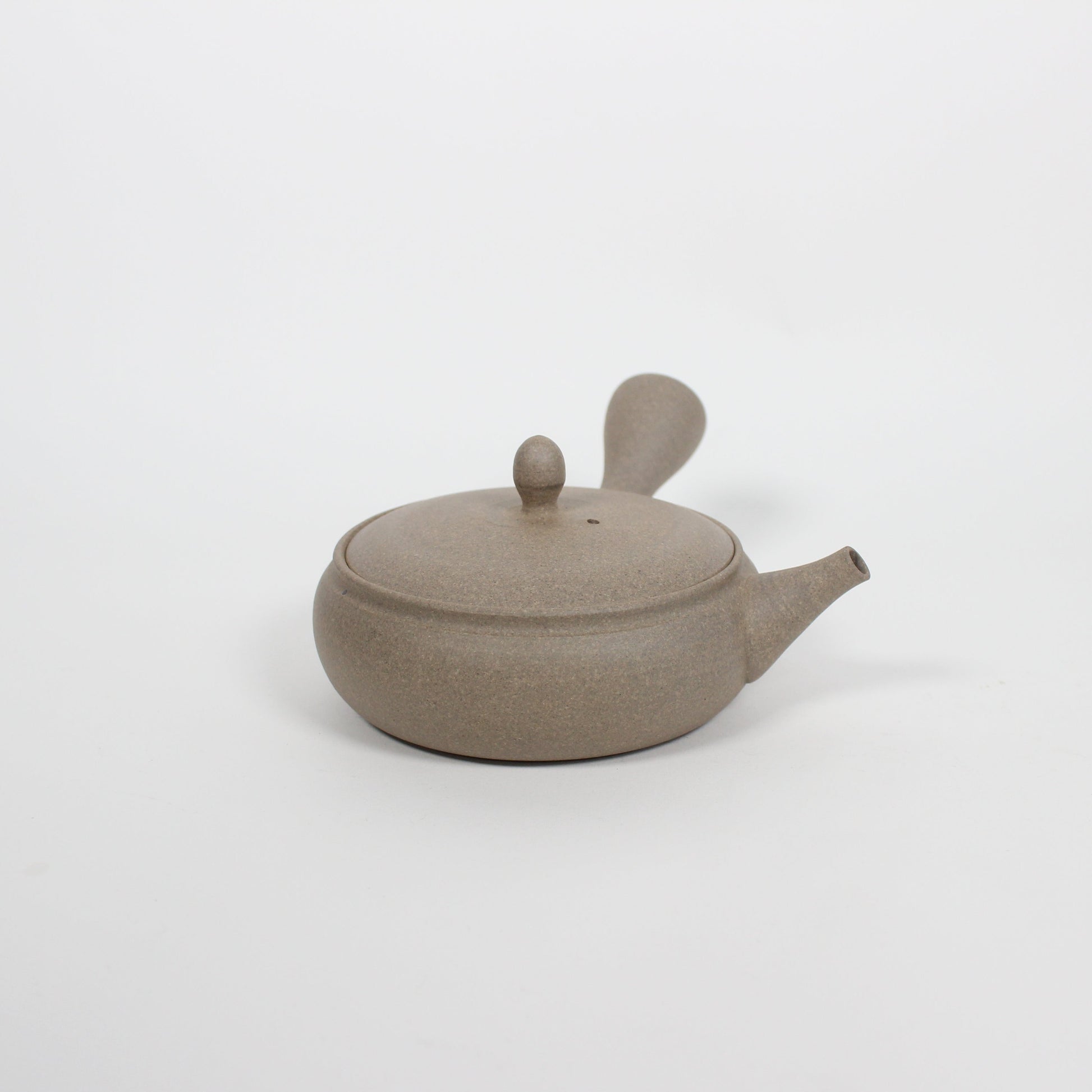 Japanese Tokoname Ceramic Kyusu Flat Tea Pot, Beige