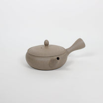 Japanese Tokoname Ceramic Kyusu Flat Tea Pot, Beige