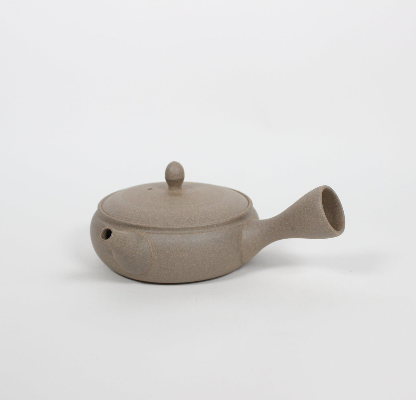 Japanese Tokoname Ceramic Kyusu Flat Tea Pot, Beige