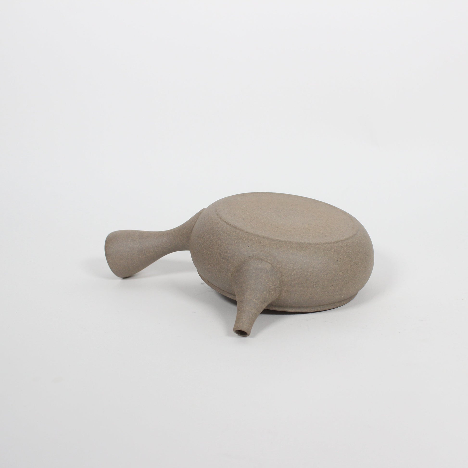 Japanese Tokoname Ceramic Kyusu Flat Tea Pot, Beige