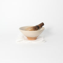 Japanese Shigaraki Ceramic Beige/Camel Brush Work Tea Bowl