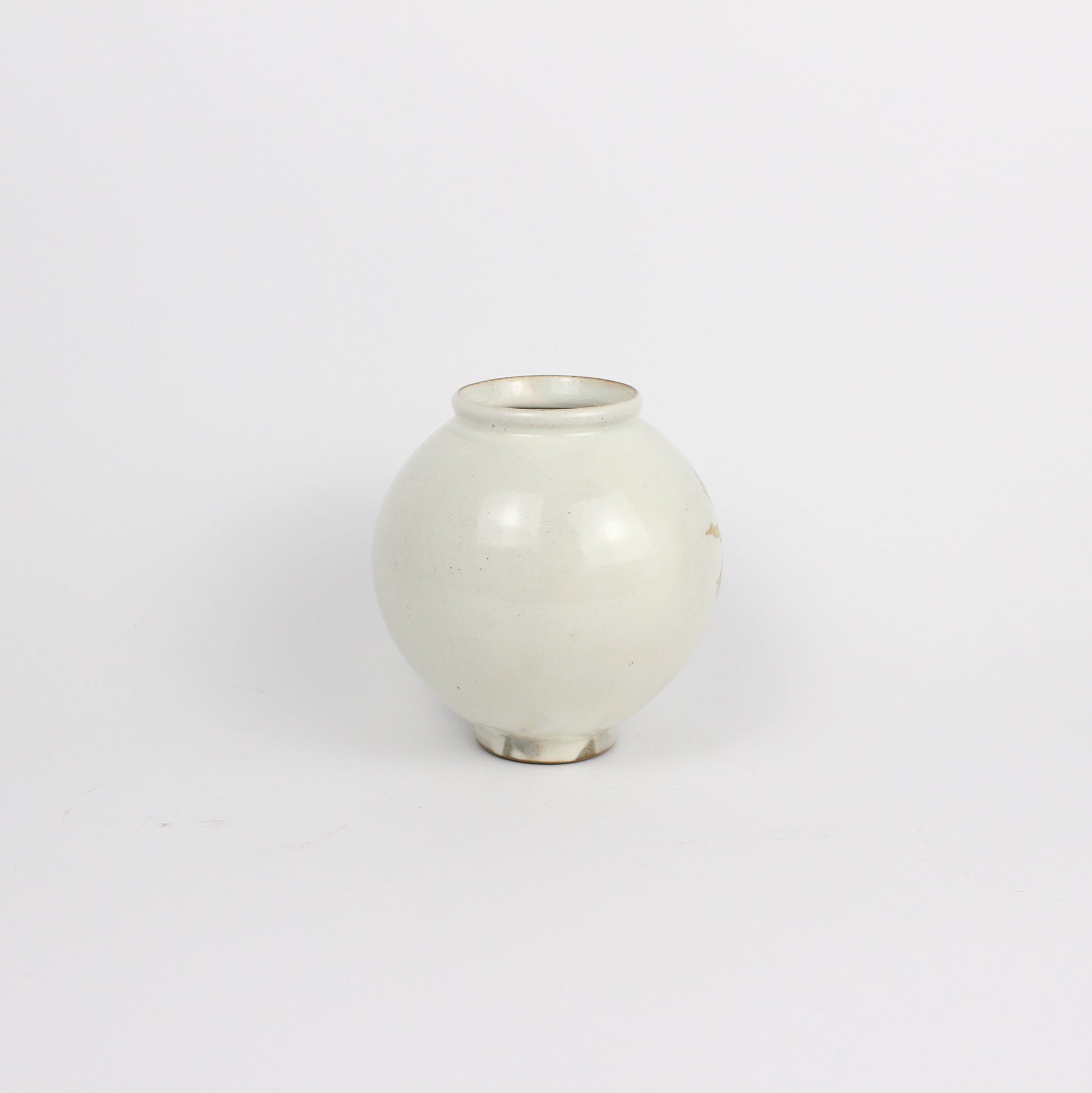 Korean Buncheong Mini Moon Jar, Crane Motif