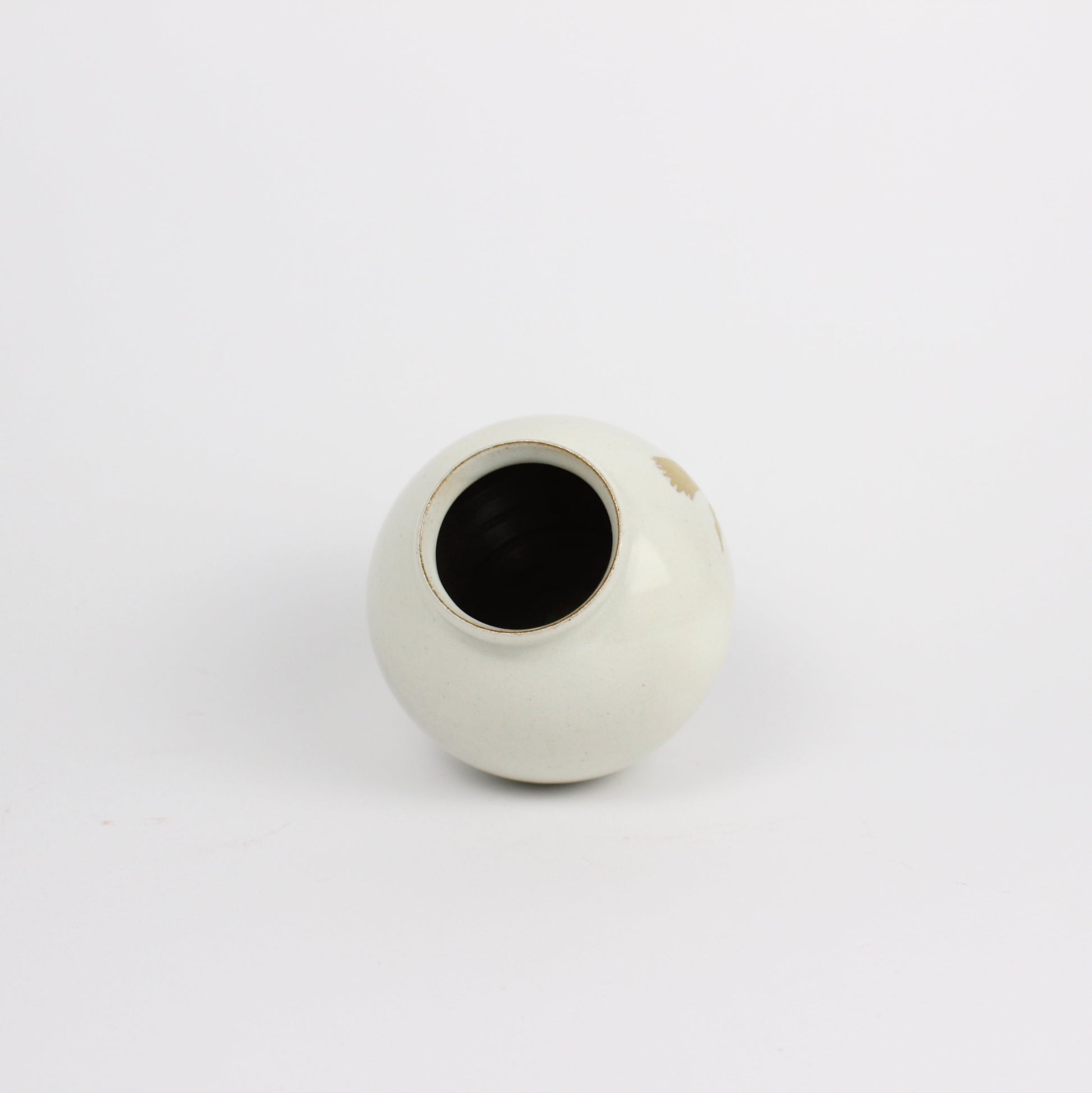 Korean Buncheong Mini Moon Jar, Crane Motif