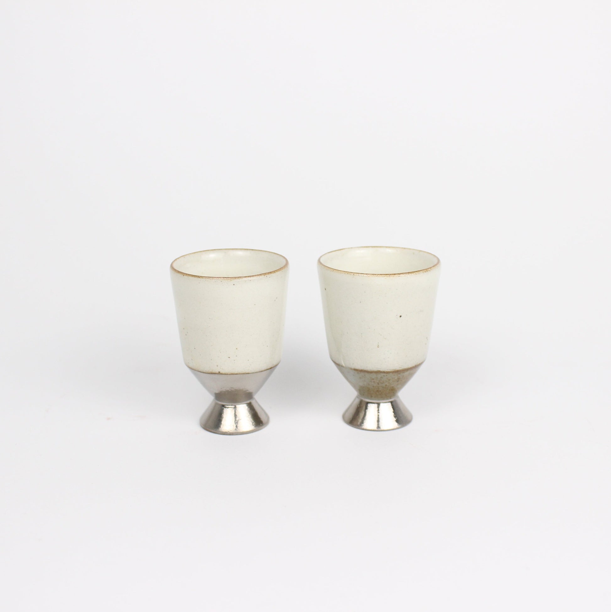 Korean Buncheong Ceramic Silver-Footed Cup