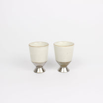 Korean Buncheong Ceramic Silver-Footed Cup