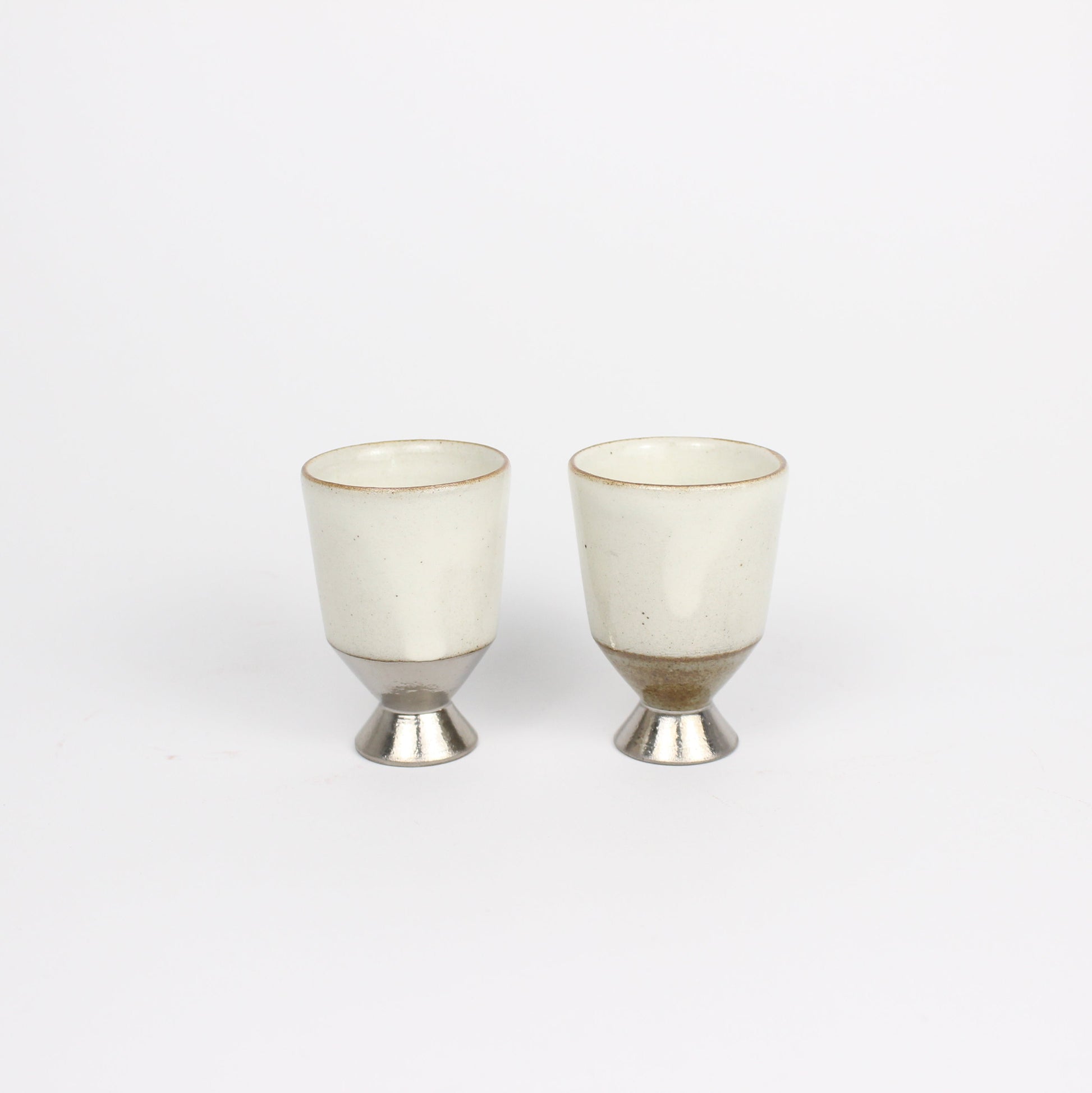 Korean Buncheong Ceramic Silver-Footed Cup