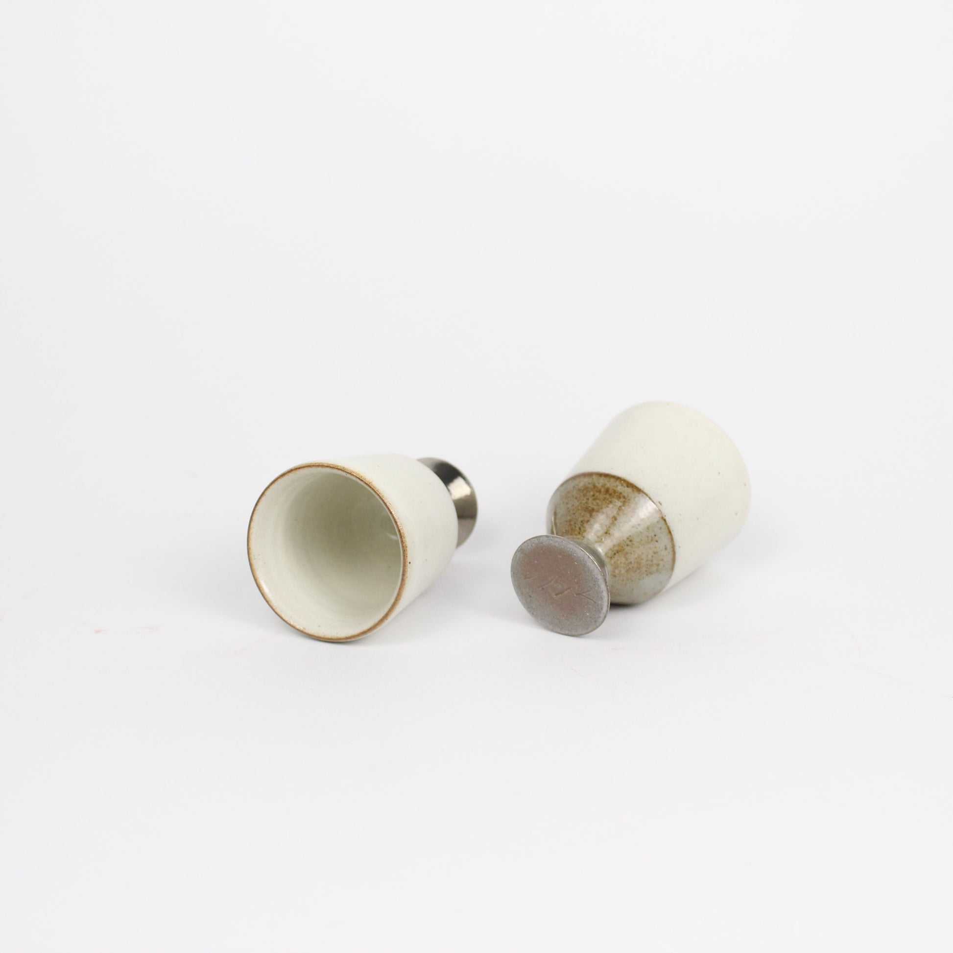 Korean Buncheong Ceramic Silver-Footed Cup