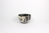Japanese Shigaraki Ceramic Tea Bowl, Abstract Print