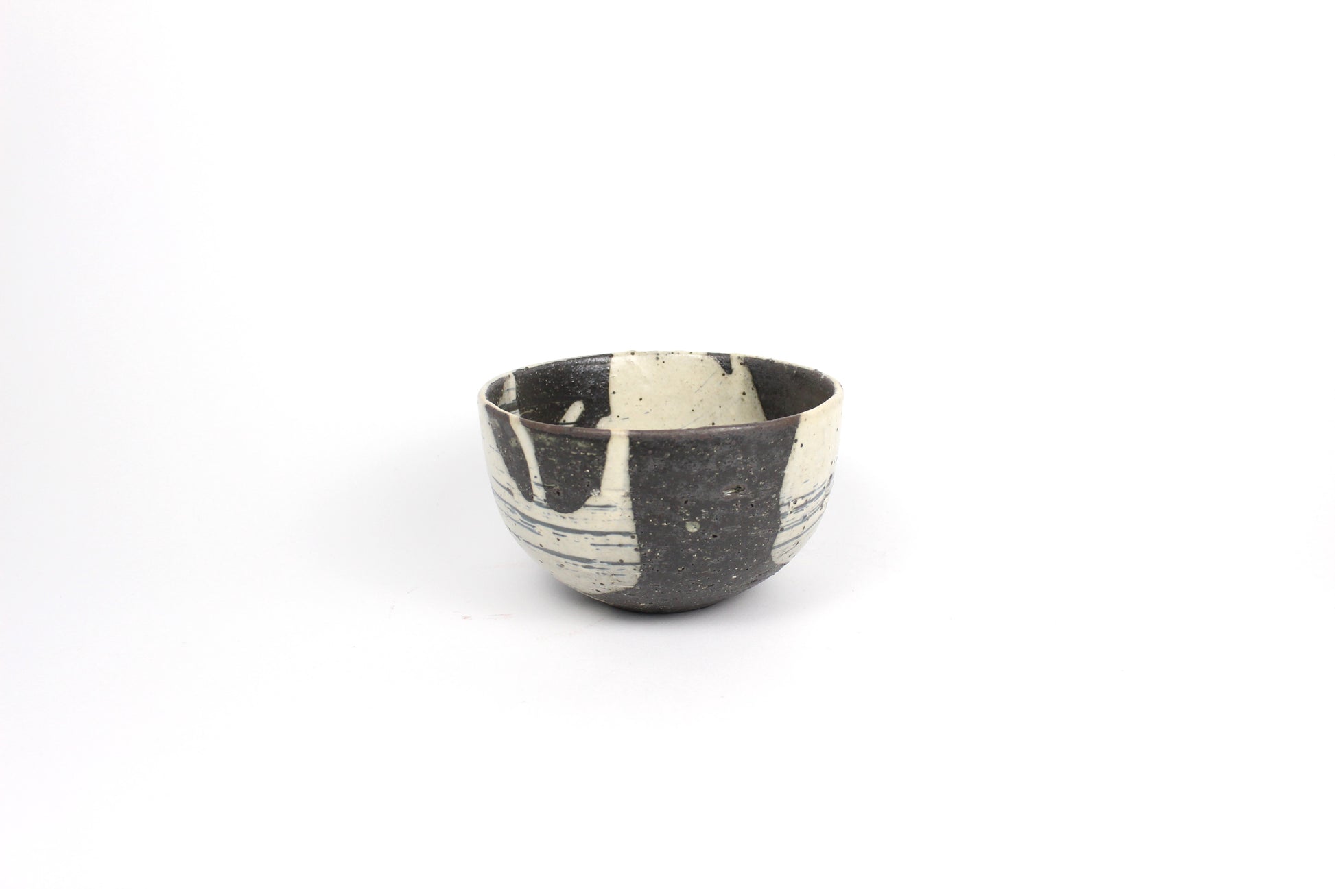 Japanese Shigaraki Ceramic Tea Bowl, Abstract Print