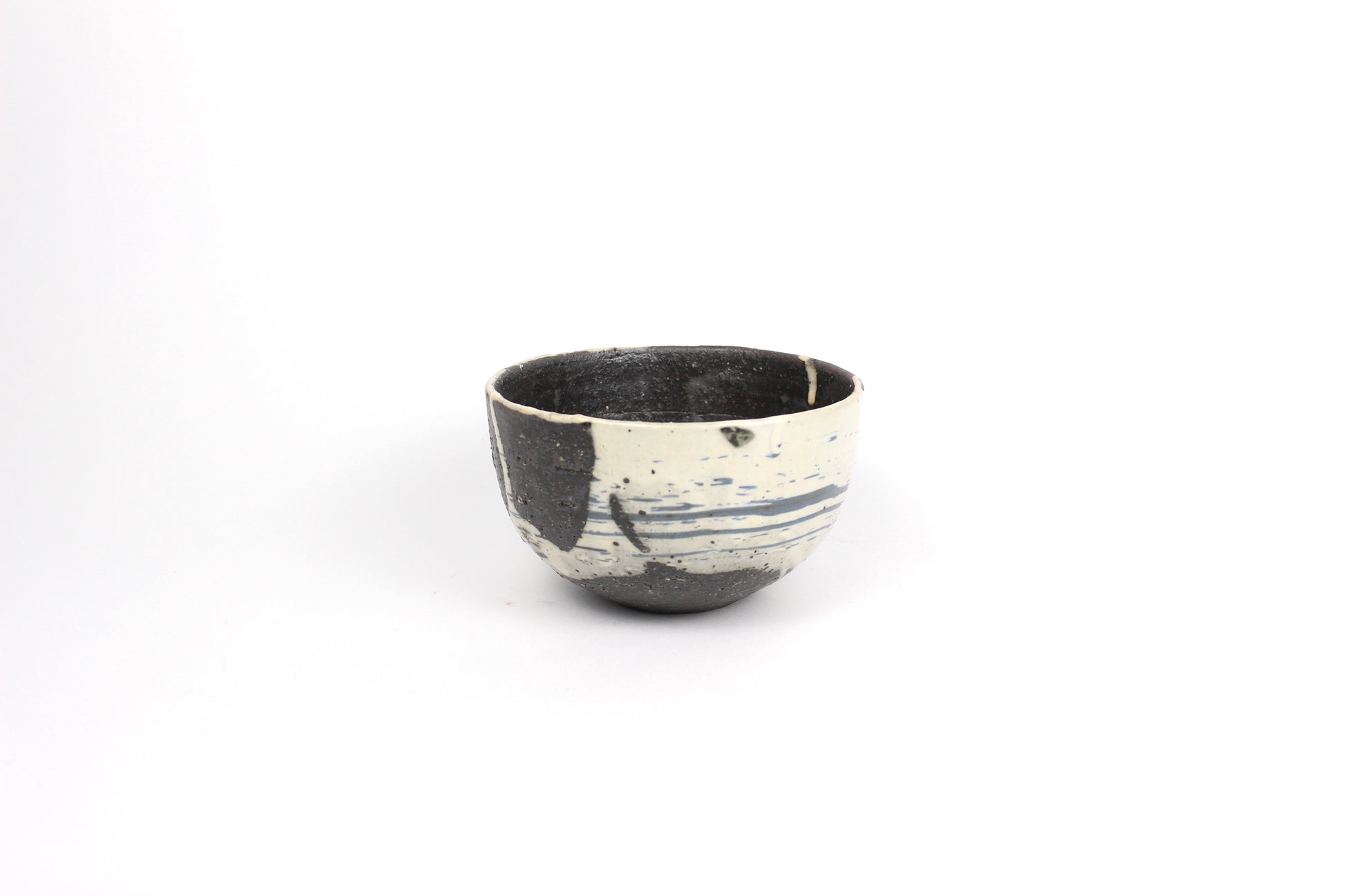 Japanese Shigaraki Ceramic Tea Bowl, Abstract Print