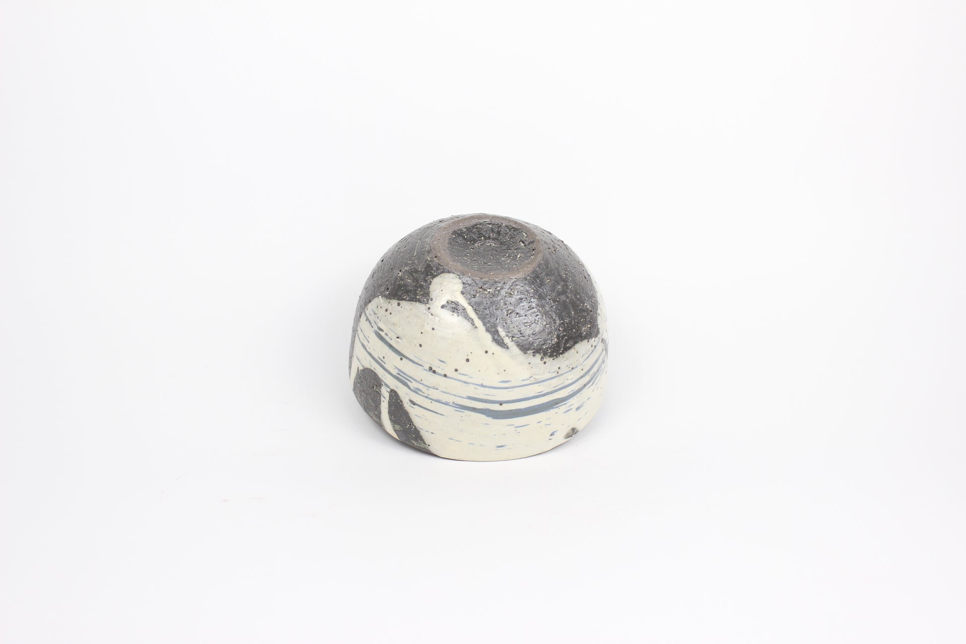 Japanese Shigaraki Ceramic Tea Bowl, Abstract Print