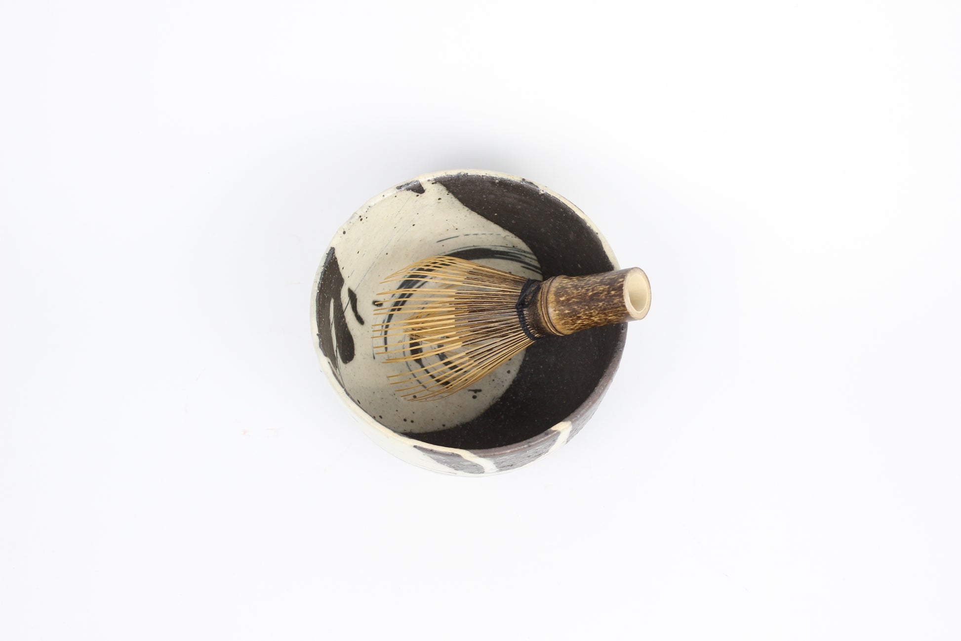 Japanese Shigaraki Ceramic Tea Bowl, Abstract Print