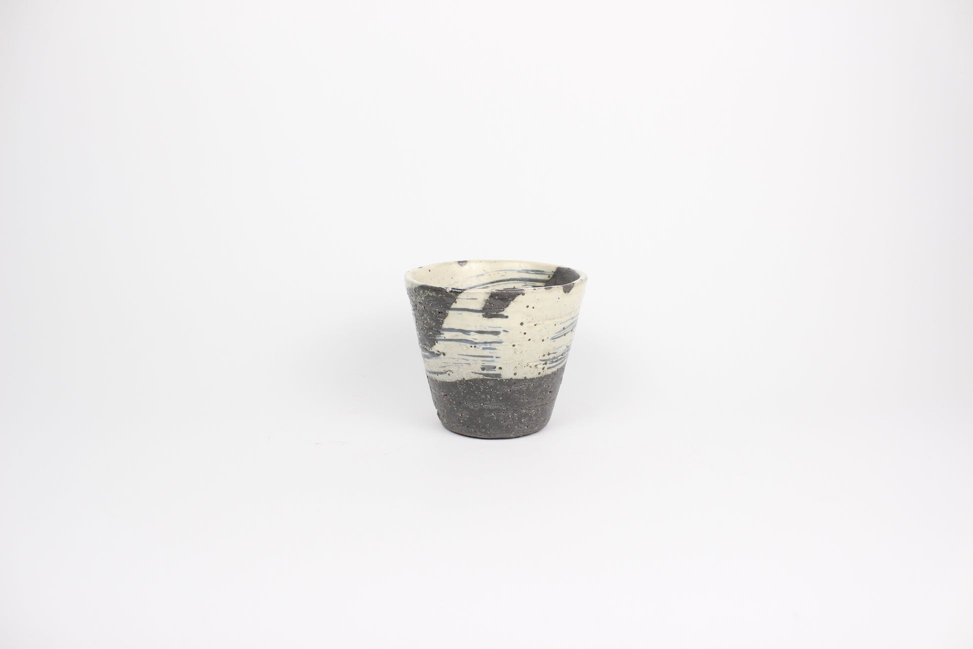Japanese Shigaraki Ceramic Tea Cup, Abstract Print