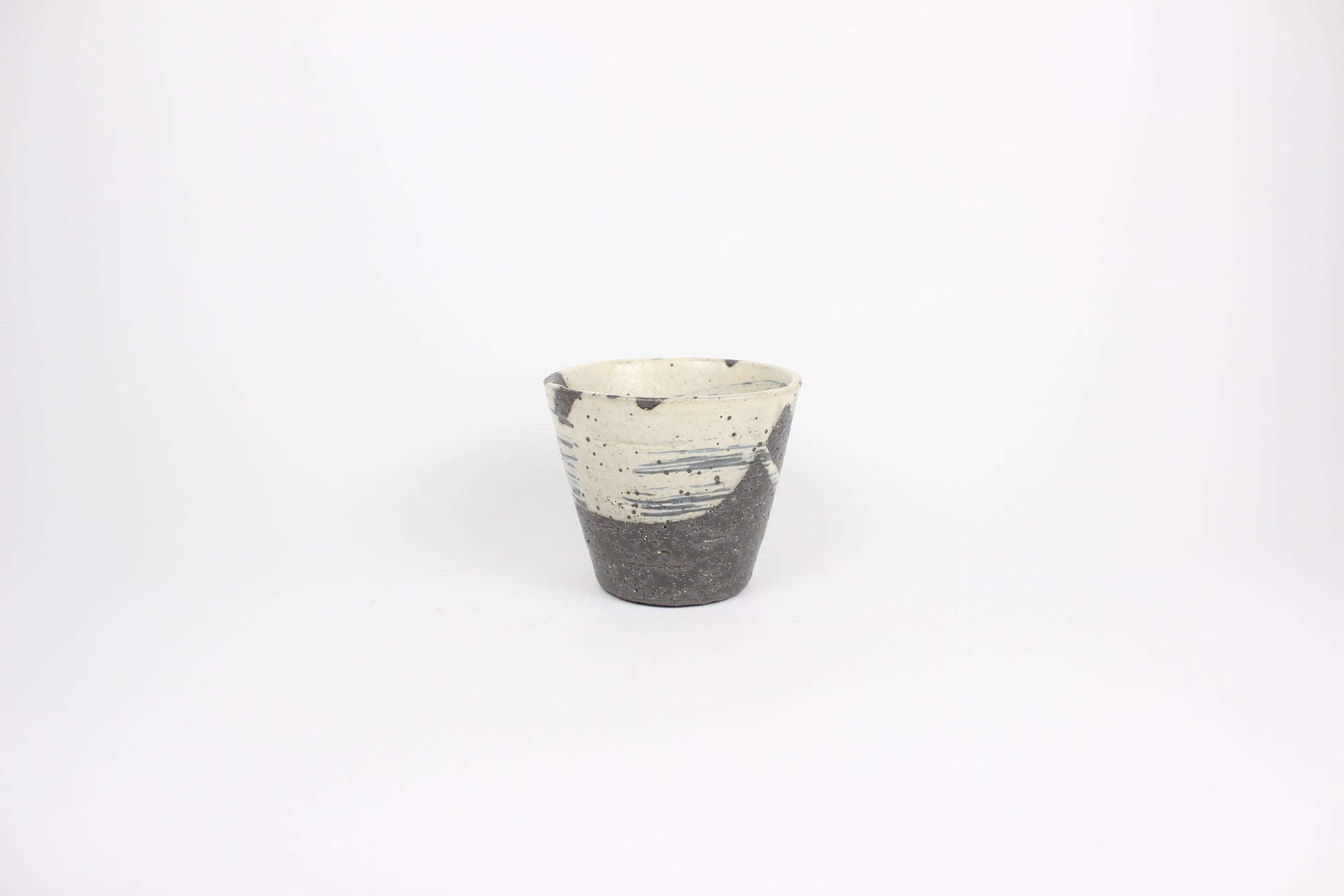 Japanese Shigaraki Ceramic Tea Cup, Abstract Print