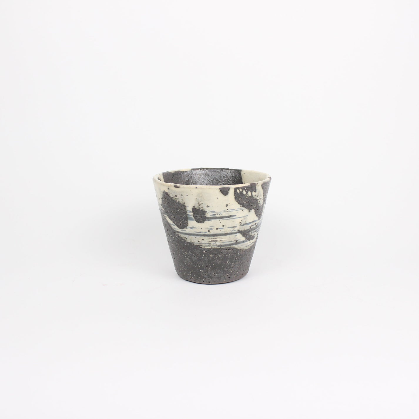Japanese Shigaraki Ceramic Tea Cup, Abstract Print