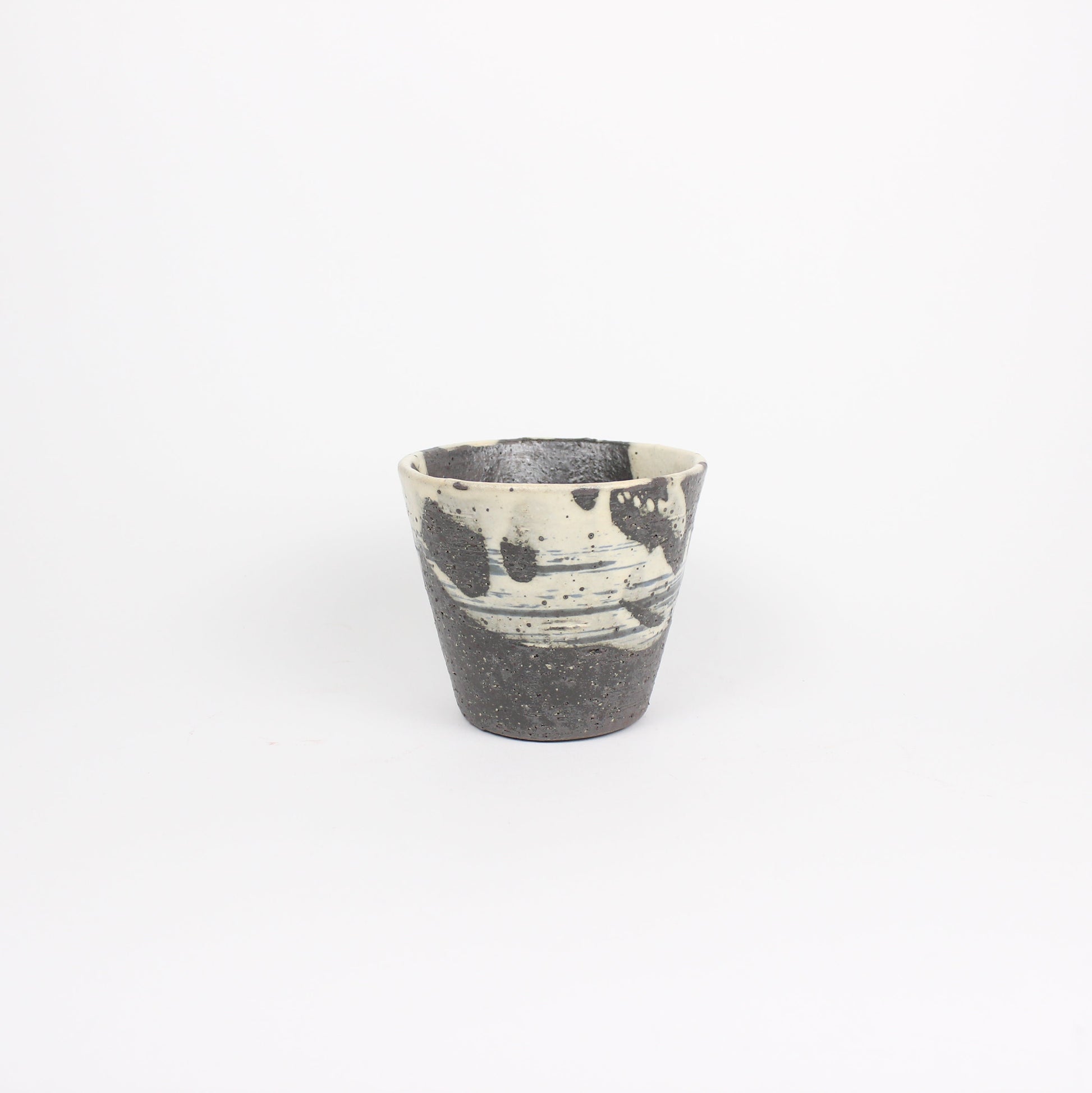 Japanese Shigaraki Ceramic Tea Cup, Abstract Print