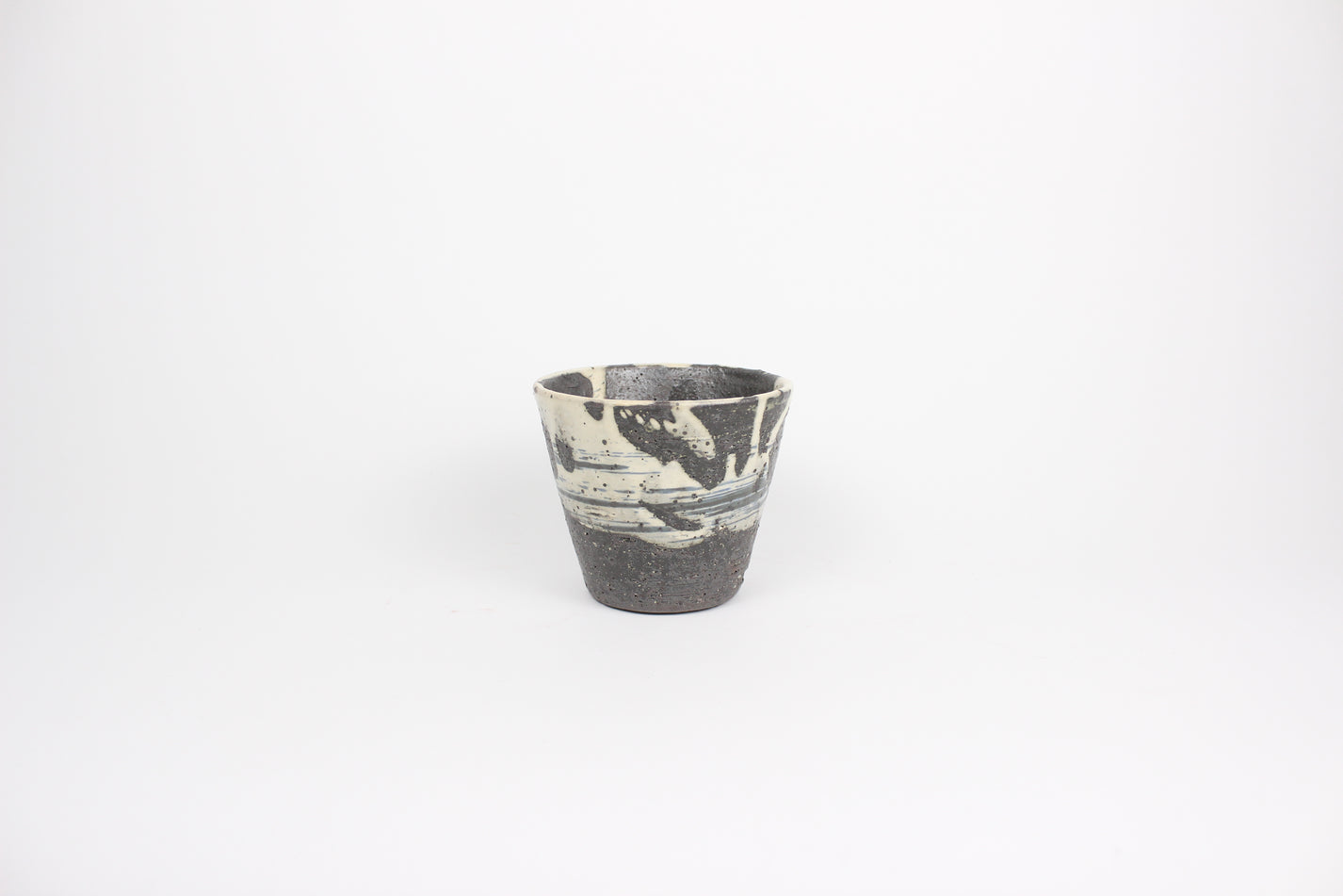 Japanese Shigaraki Ceramic Tea Cup, Abstract Print
