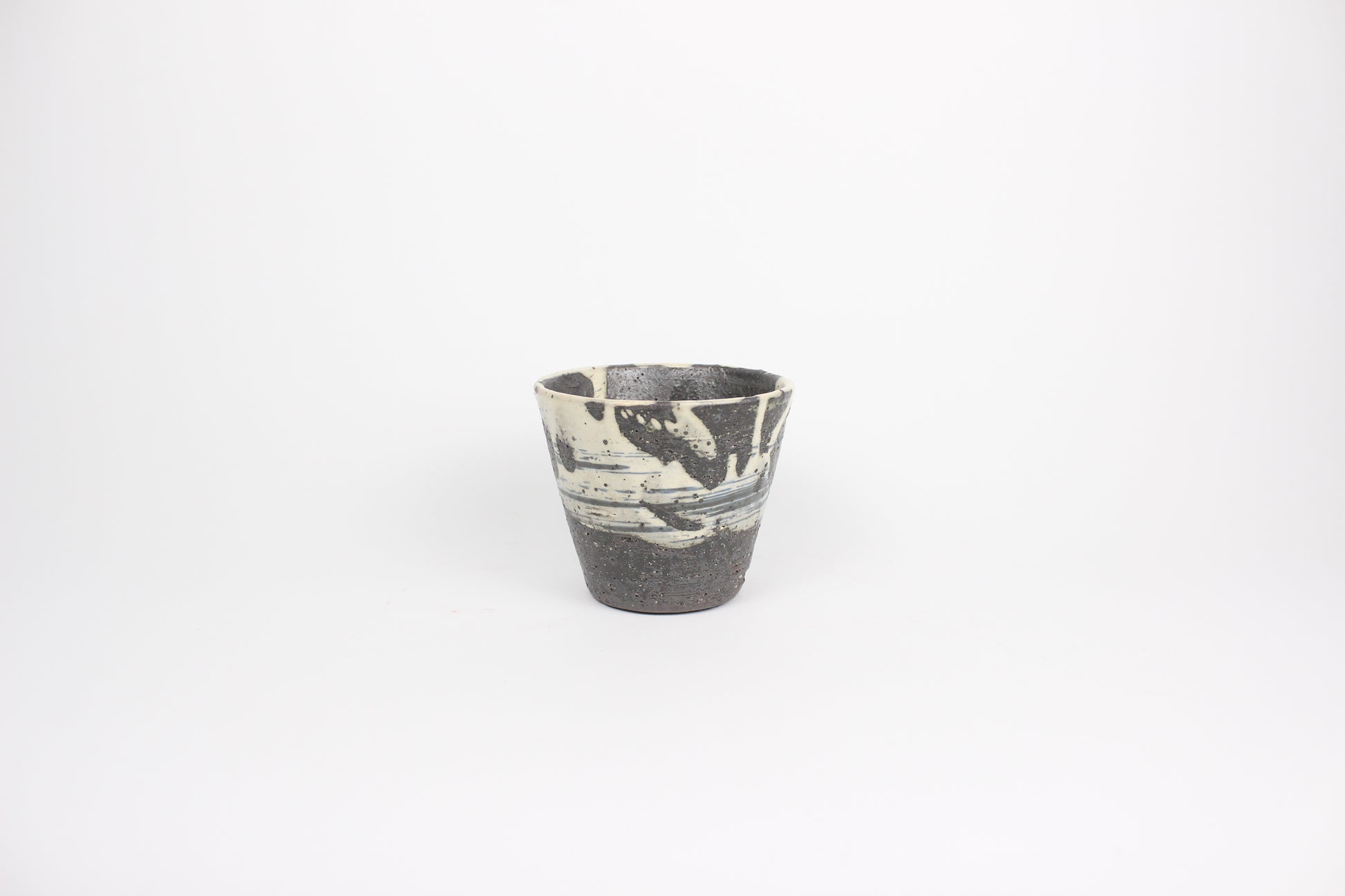Japanese Shigaraki Ceramic Tea Cup, Abstract Print