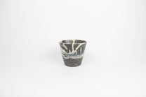 Japanese Shigaraki Ceramic Tea Cup, Abstract Print