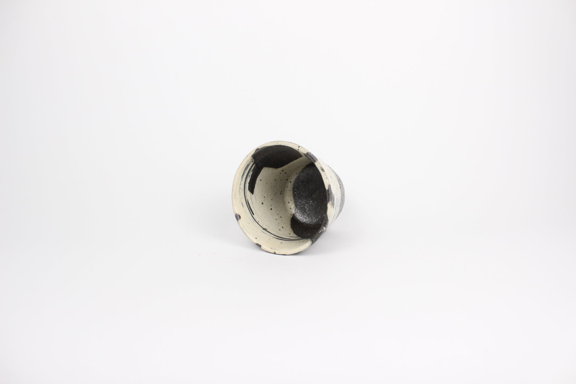 Japanese Shigaraki Ceramic Tea Cup, Abstract Print