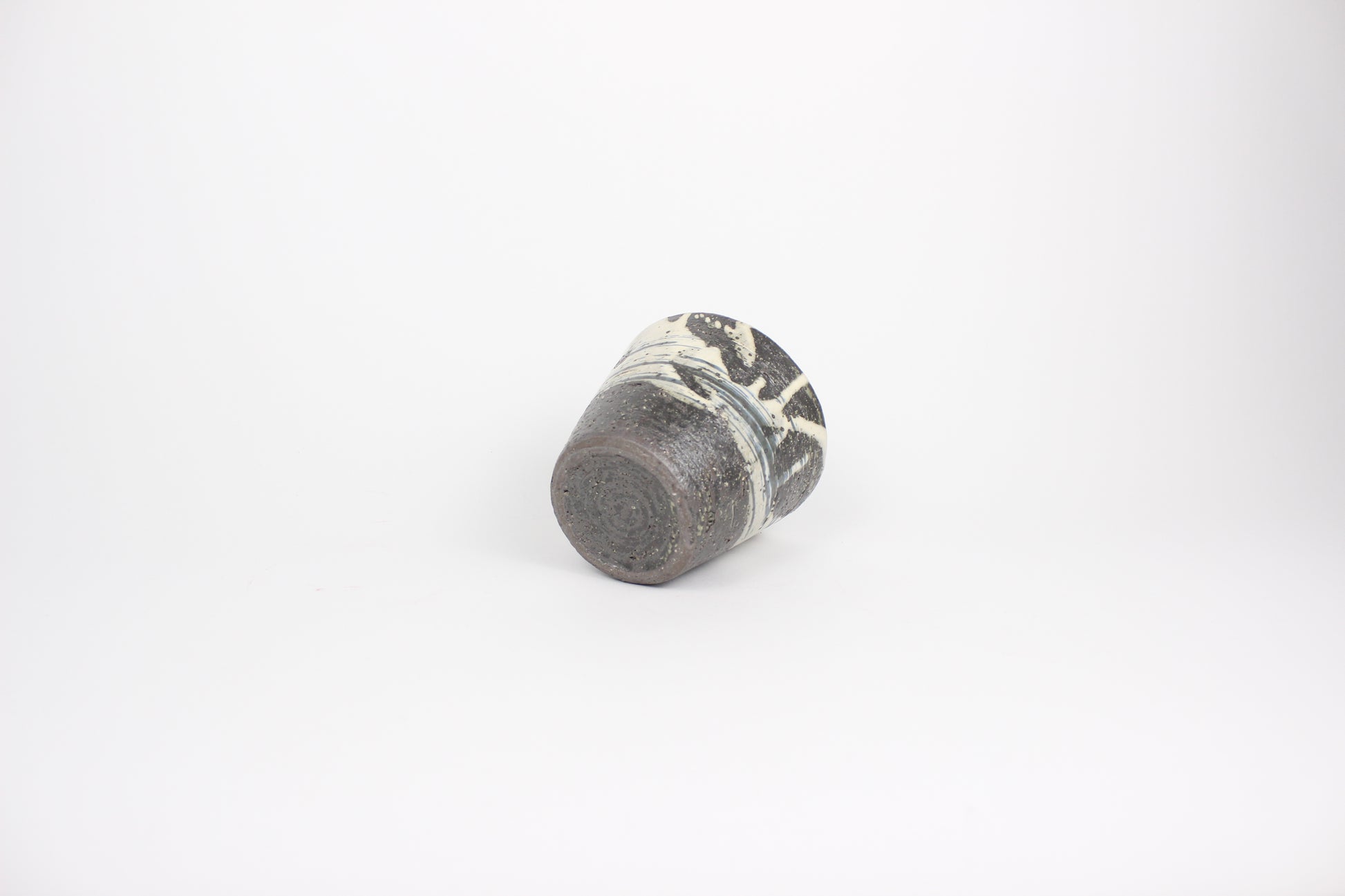 Japanese Shigaraki Ceramic Tea Cup, Abstract Print