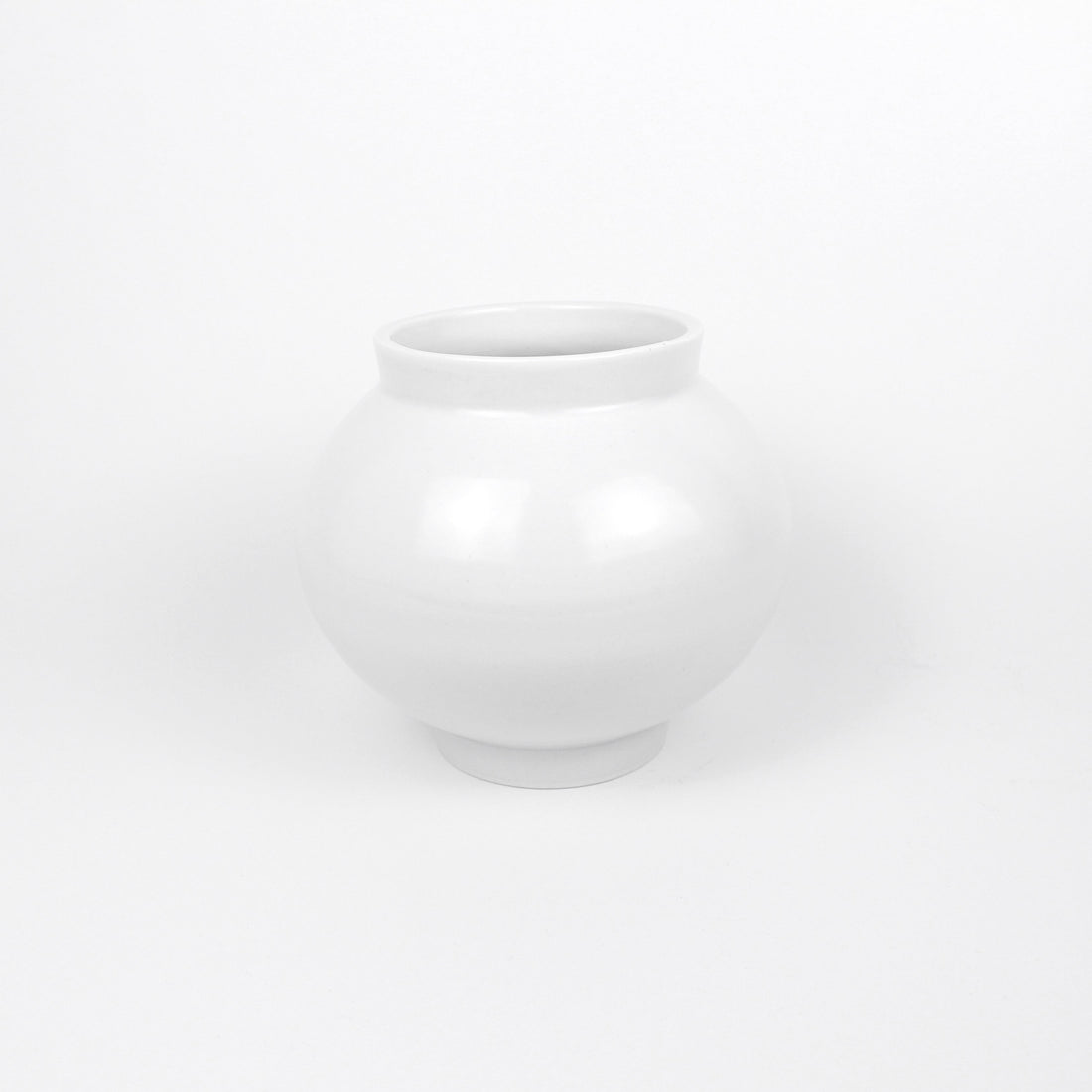 Korean Baekja White Ceramic Moon Jar, H 5.25&quot;