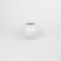 Korean Baekja White Ceramic Moon Jar, H 3.5&quot;
