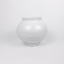 Korean Baekja White Ceramic Moon Jar, H 5.25&quot;