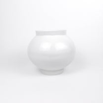 Korean Baekja White Ceramic Moon Jar, H 5.25&quot;