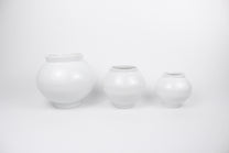 Korean Baekja White Ceramic Moon Jar, H 5.25&quot;
