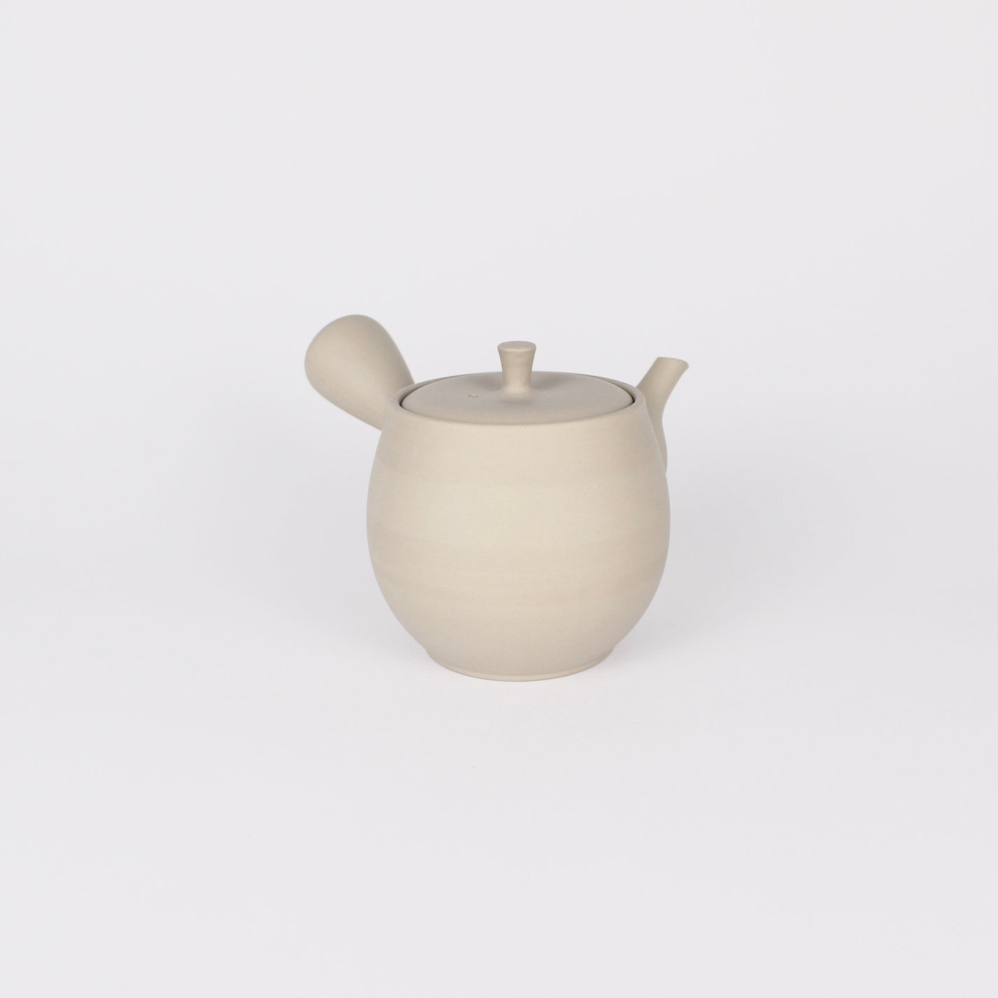 Japanese Tokoname Ceramic Kyusu High Tea Pot, Light Taupe