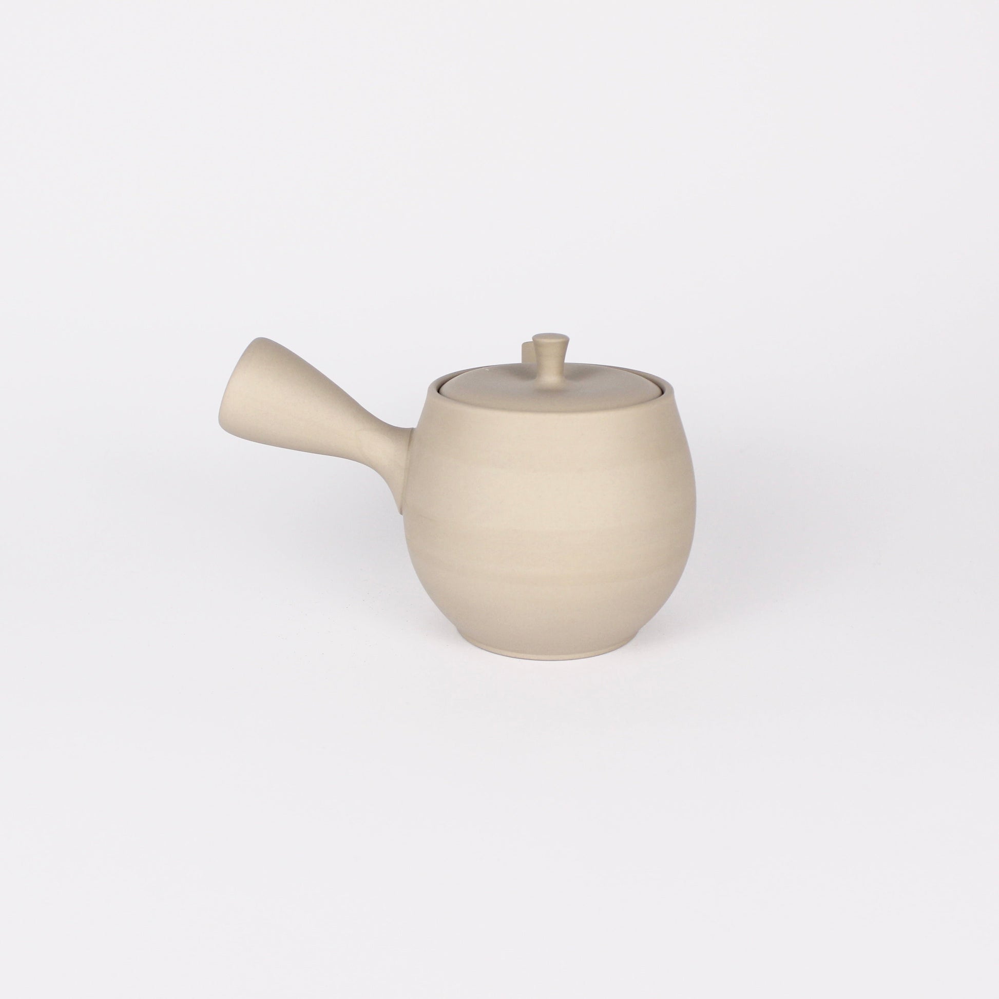 Japanese Tokoname Ceramic Kyusu High Tea Pot, Light Taupe
