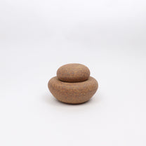 Ceramic Stacking Cairn Container with a Lid, Brown