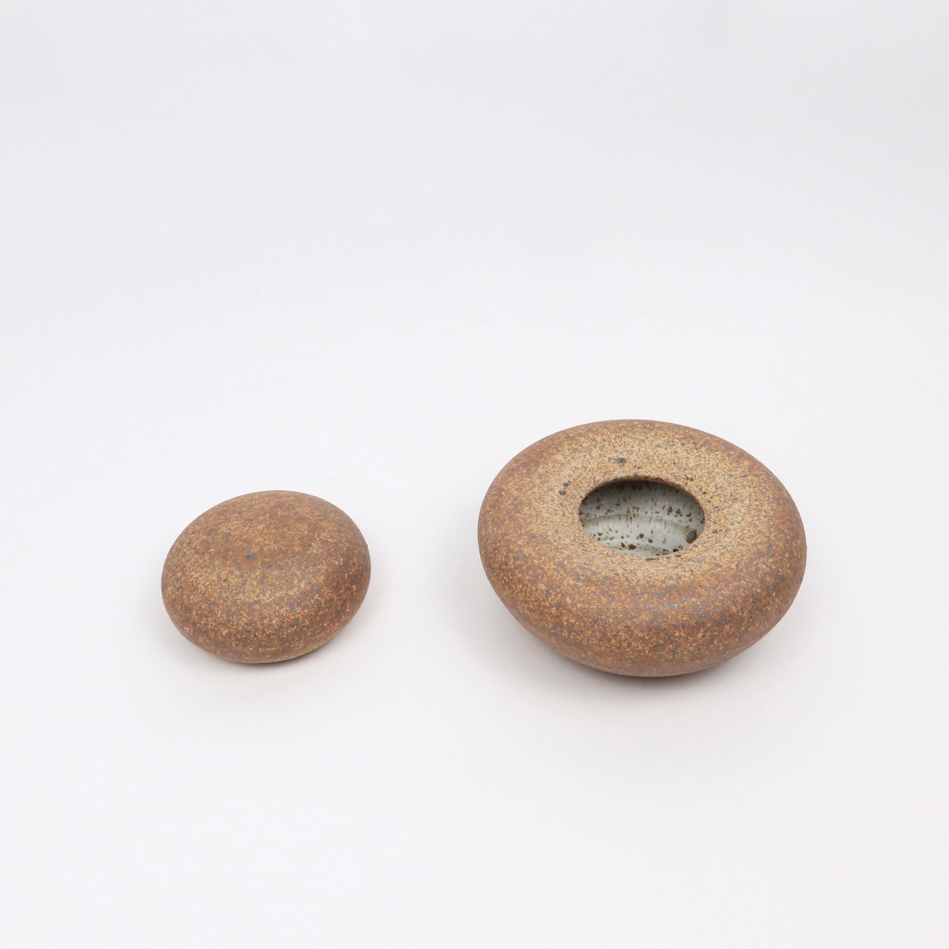 Ceramic Stacking Cairn Container with a Lid, Brown