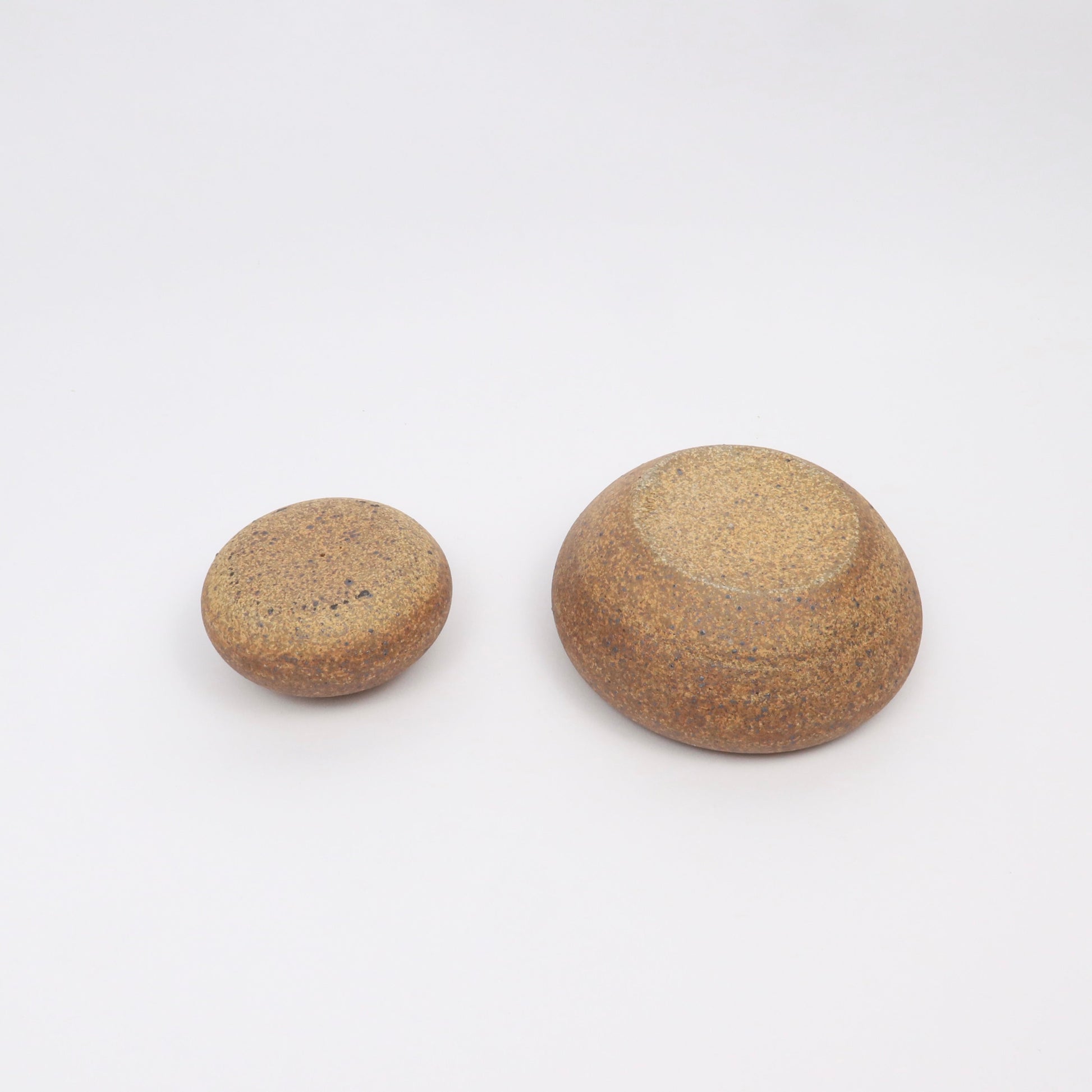 Ceramic Stacking Cairn Container with a Lid, Brown