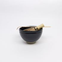 Japanese Mino-yaki Ceramic Matcha Bowl, Dark Midnight