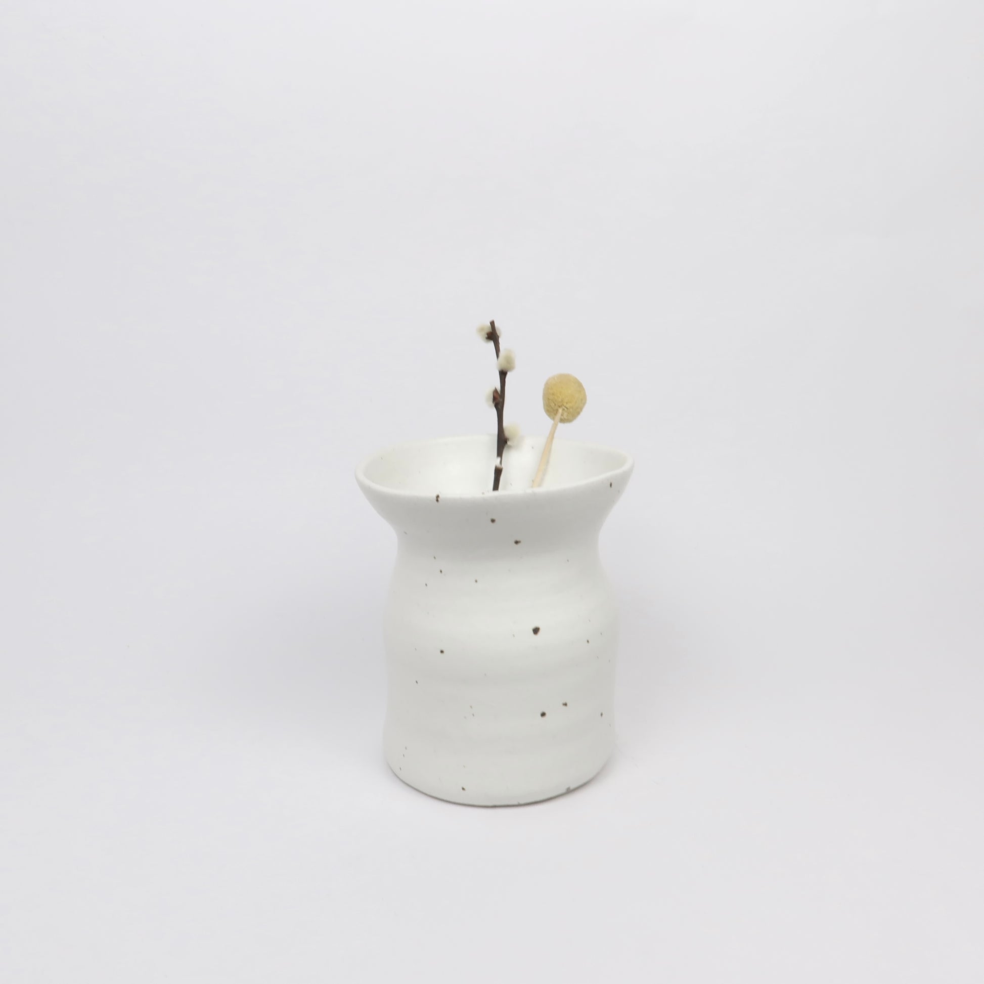 Korean Wabi Sabi Ceramic Vase, Dotted White