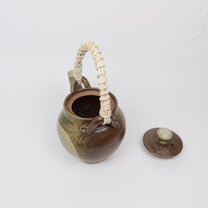 Japanese Shigaraki Dobin 土瓶 Tea Pot with Rattan Handle