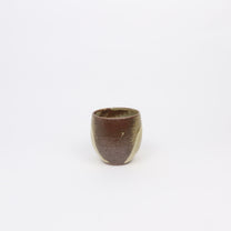 Japanese Shigaraki Ceramic Tea Cup with Circular Brushwork Detail