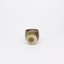 Japanese Shigaraki Ceramic Tea Cup with Circular Brushwork Detail