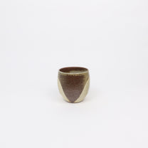 Japanese Shigaraki Ceramic Tea Cup with Circular Brushwork Detail