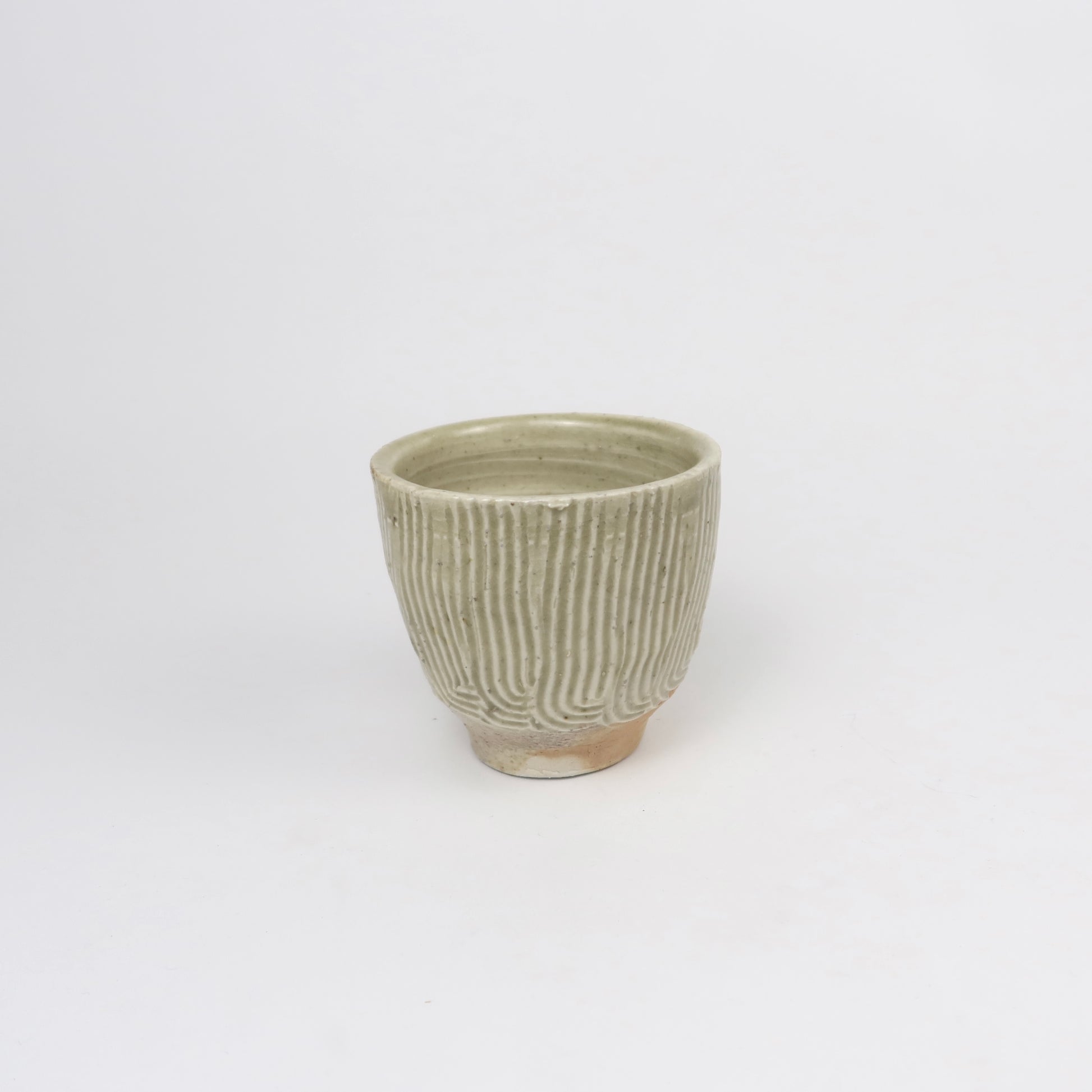 Wood-fired Shino Ceramic Sgraffito Tea Cup