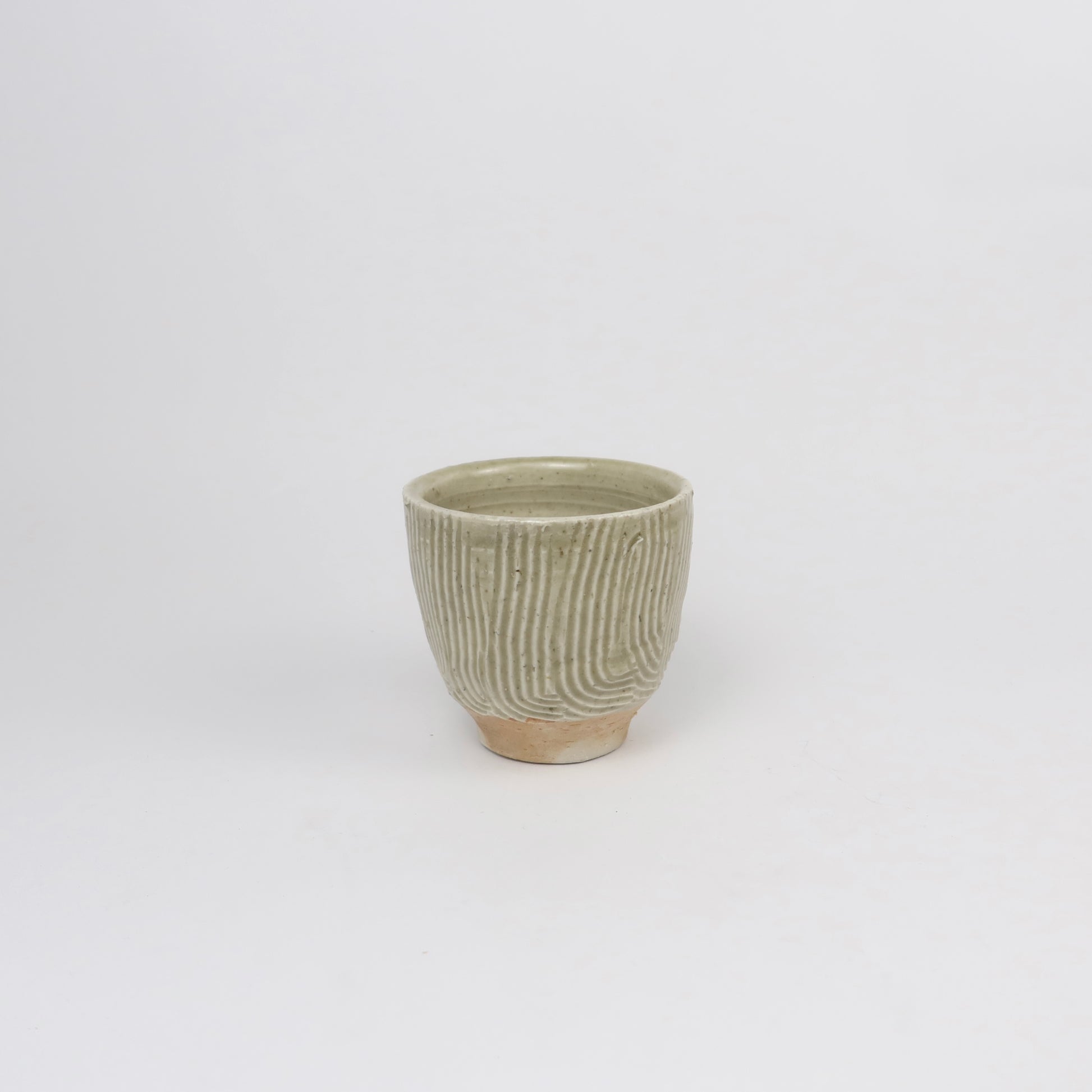 Wood-fired Shino Ceramic Sgraffito Tea Cup