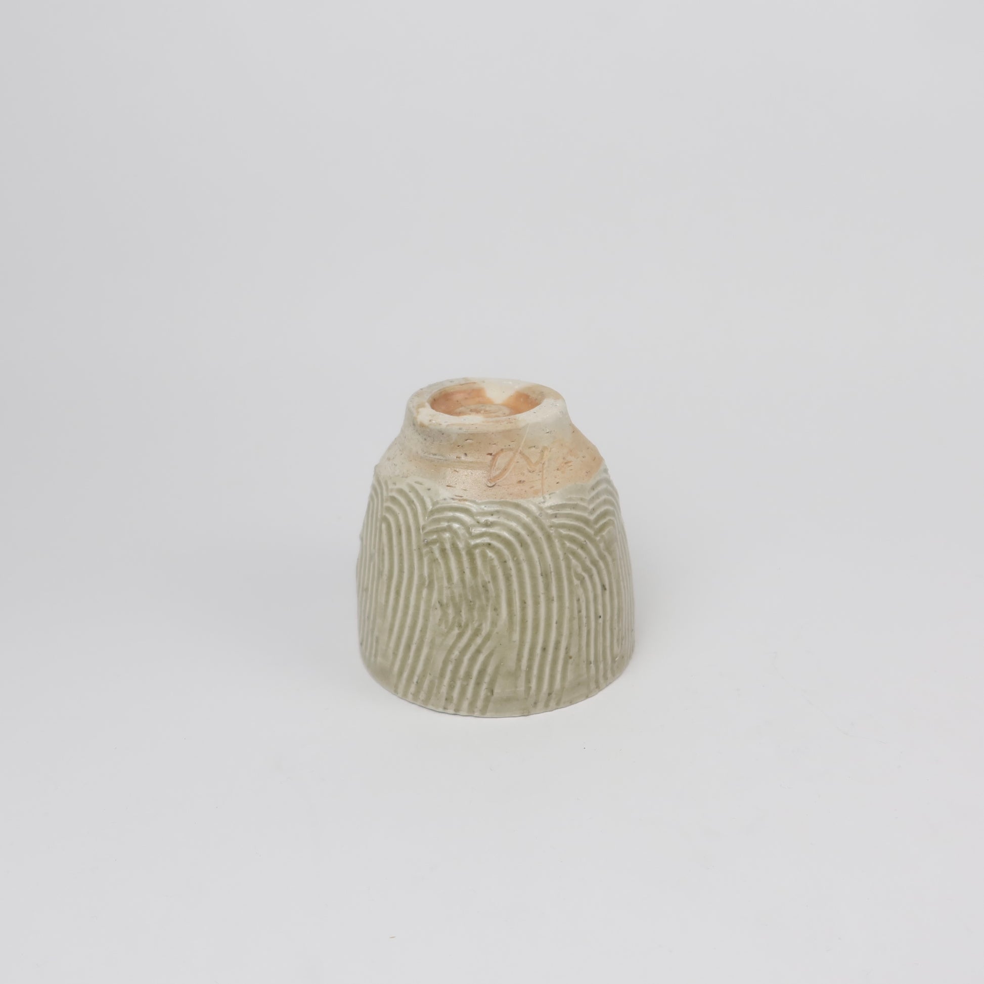 Wood-fired Shino Ceramic Sgraffito Tea Cup
