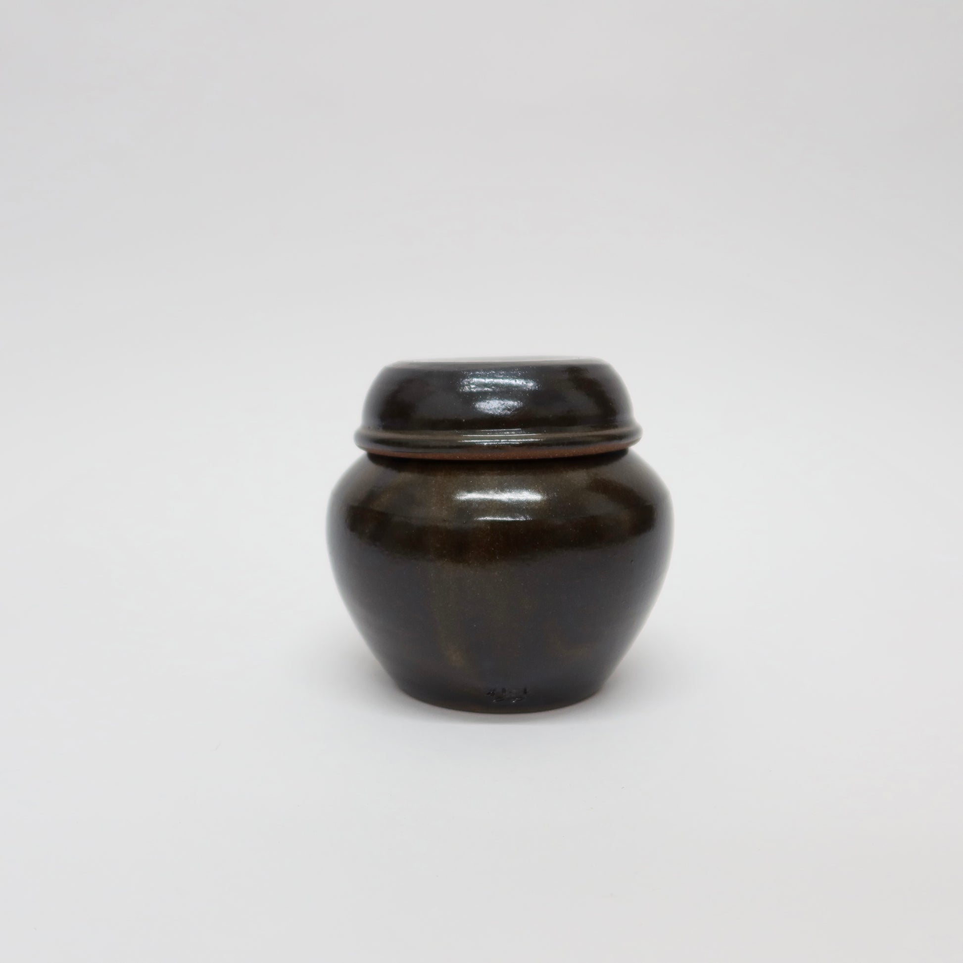 Korean Onggi Earthenware Flat Lidded Jar, 3 Sizes