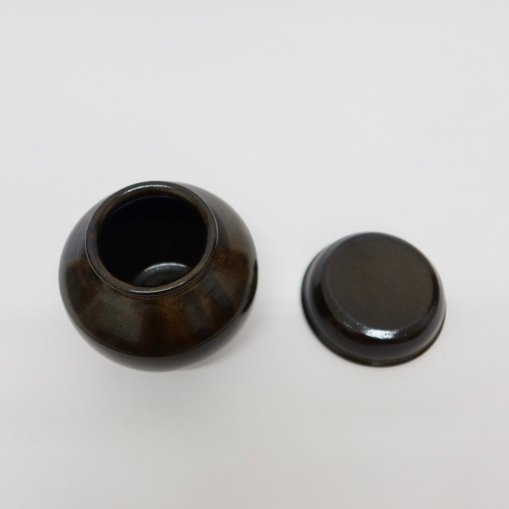 Korean Onggi Earthenware Flat Lidded Jar, 3 Sizes
