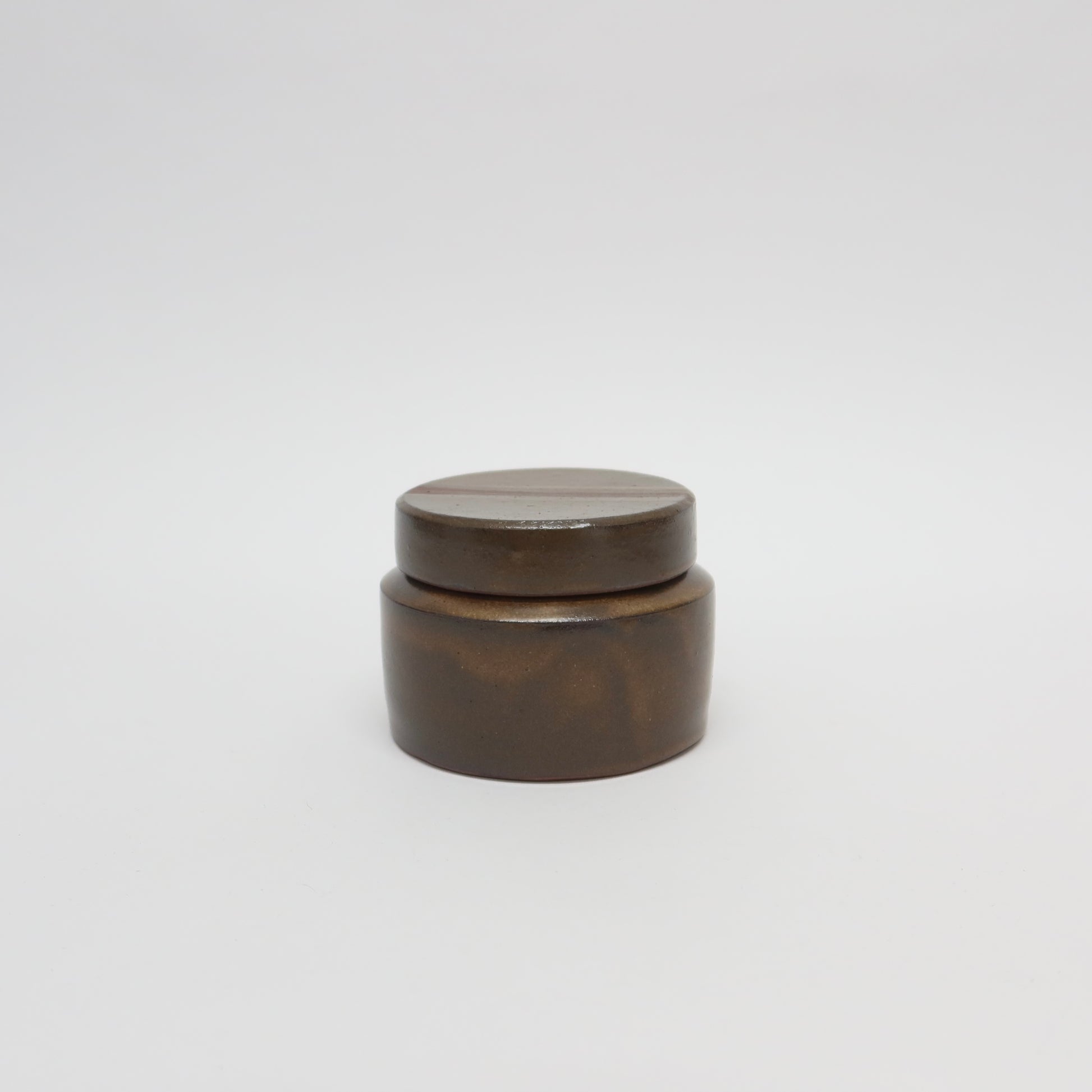 Korean Onggi Earthenware Flat Jar with Lid, 2 Sizes