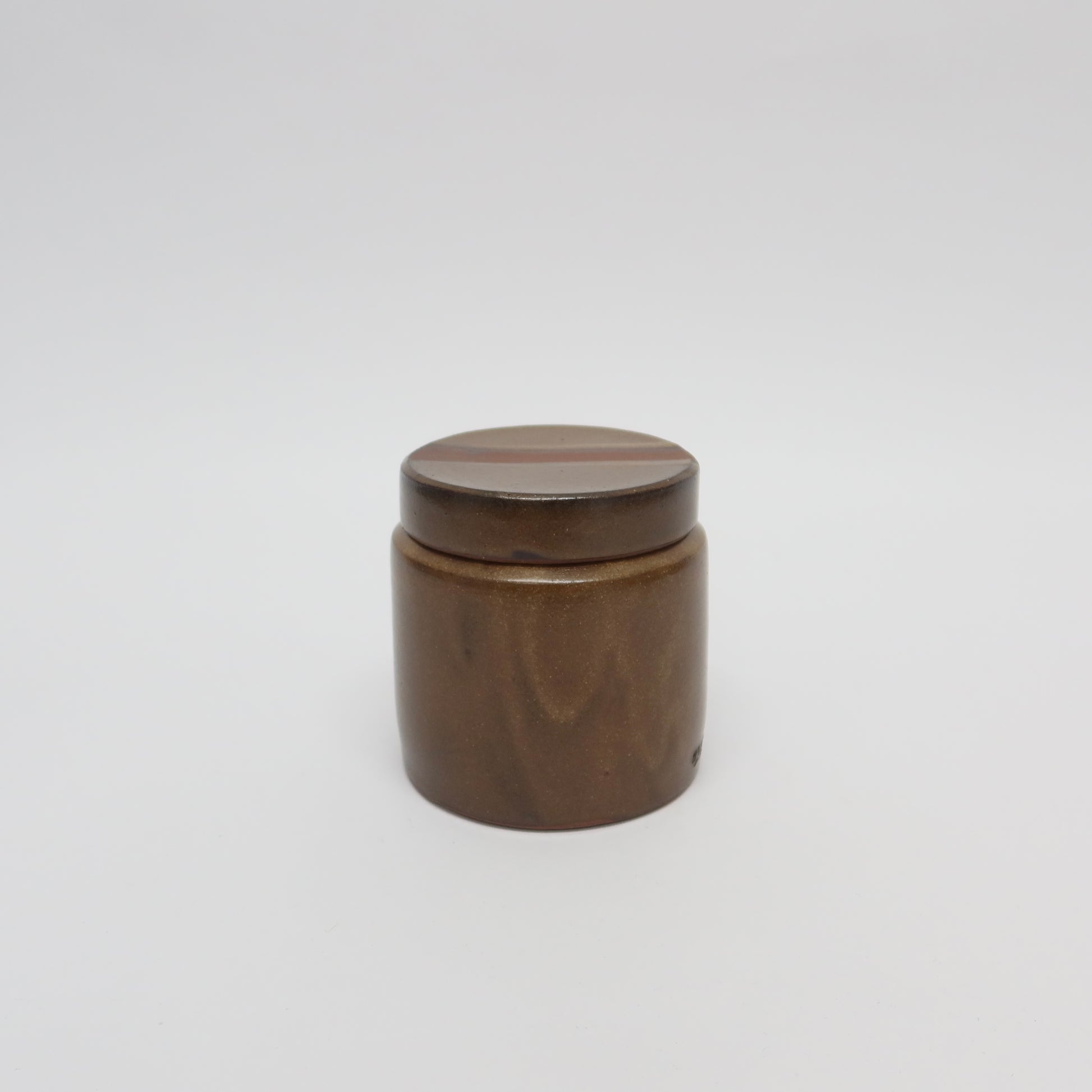 Korean Onggi Earthenware Flat Jar with Lid, 2 Sizes