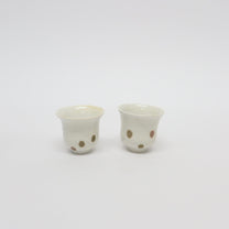 Korean Wood-fired Porcelain Dotted Gaiwan Teapot, Cooling Vessel &amp; Tea Cup